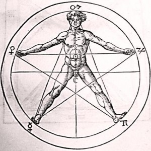 Human and pentagram by Agrippa