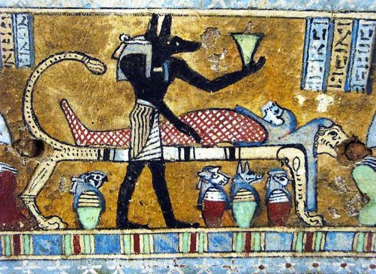 Anubis carrying out the procces of mummification Anubis carrying out the procces of mummification