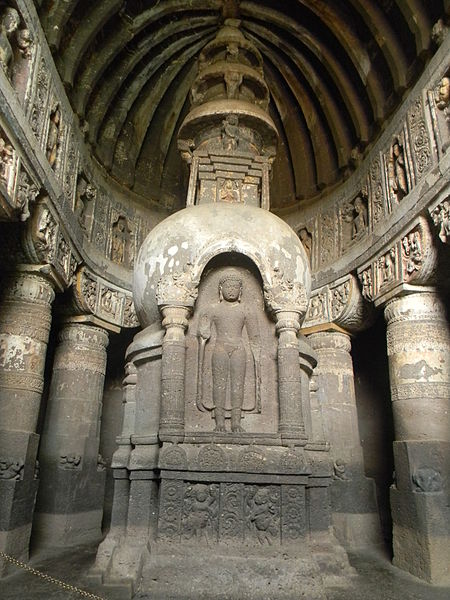 The cave at Ajanta called number 19, which aligns with the winter solstice sunrise. (photo copyright 2012 Ekta Abhishek Bansal)