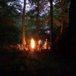 sacred circle and fire in a grove