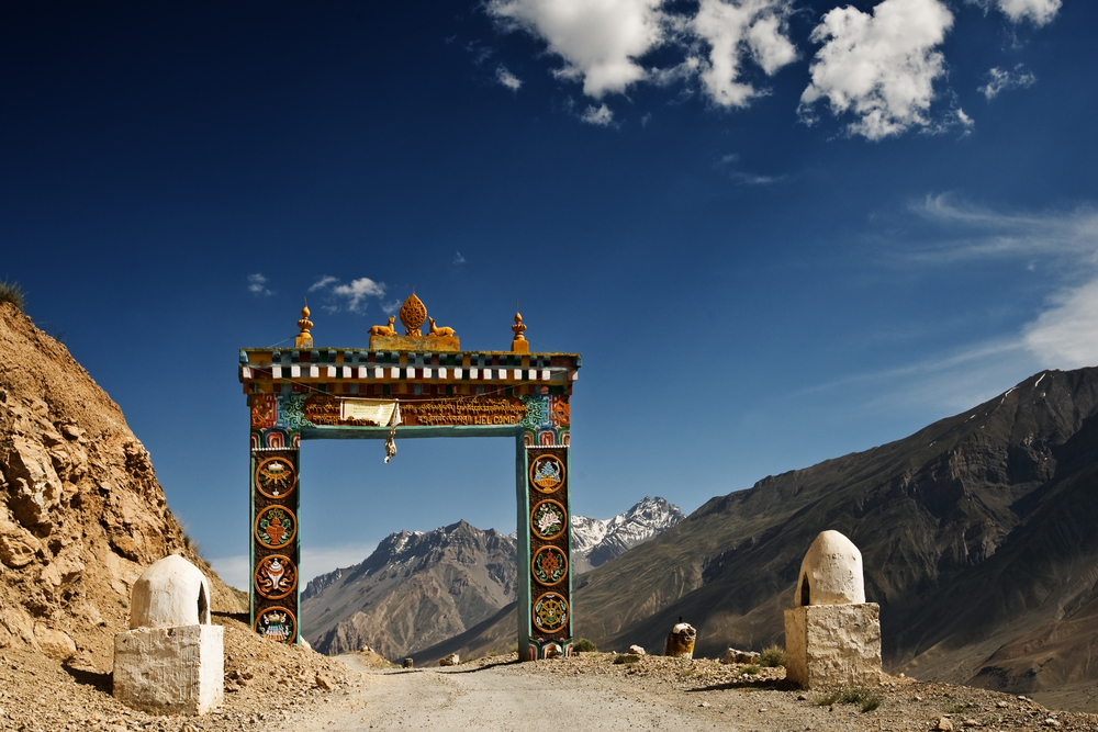 The gate to the Ki Monastery in the Himalayas, signifying an entrance into a sacred place.