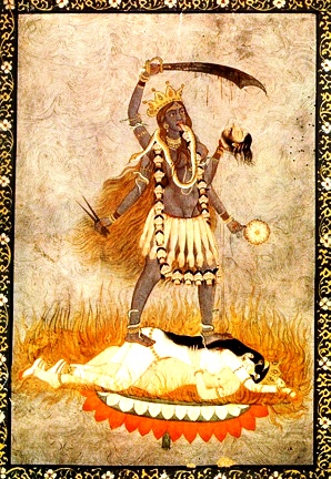 Goddess Kali destroying the egos in the fire of sacred sexuality.