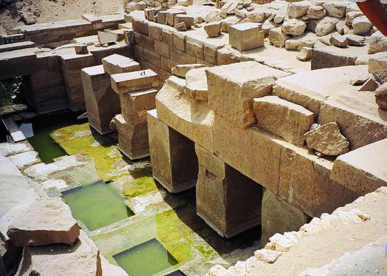 The temple of Osireion at Abydos in Egypt