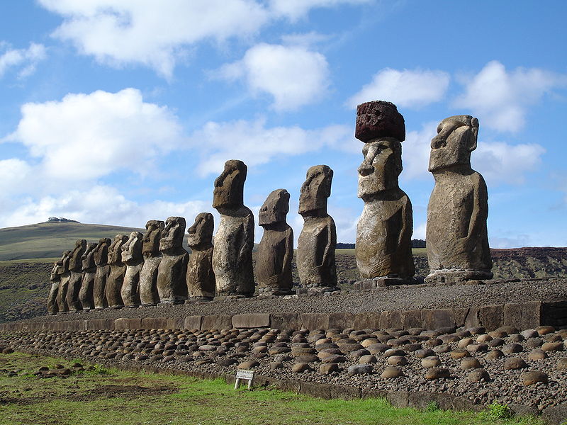 These maoi statues, which includes the heaviest on the island ever erected, stand facing the summer solstice sunset. (photo copyright 2006 Honey Hooper)
