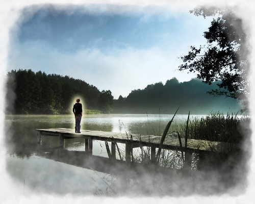 woman standing on lake pier in astral_resize