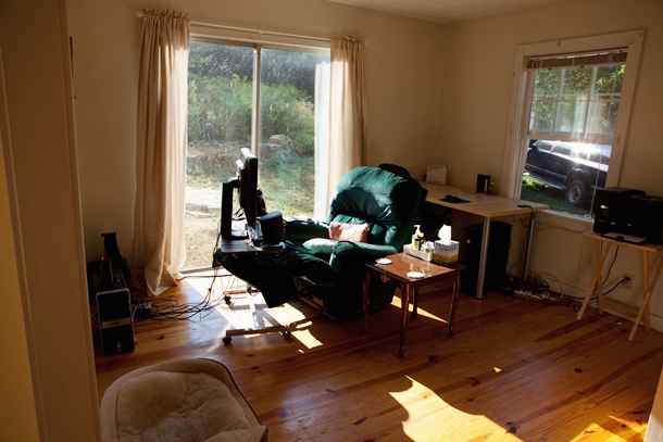 Mark's office where he was working when the attacks started. In this mix of cheap furniture Mark did the work on what became the free eBook The Path of the Spiritual Sun, and also revised his book on self-knowledge.